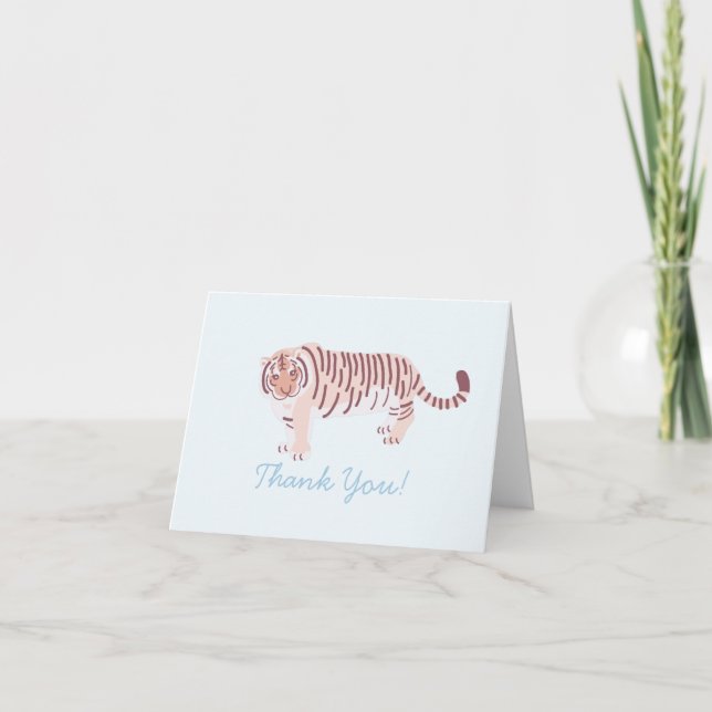 Tarjeta De Agradecimiento Azul Tigre simple (Anverso)