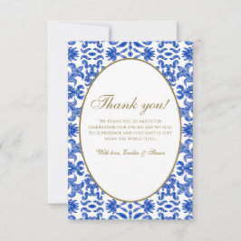 Tarjeta de agradecimiento azul tradicional italian