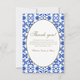 Tarjeta de agradecimiento azul tradicional italian