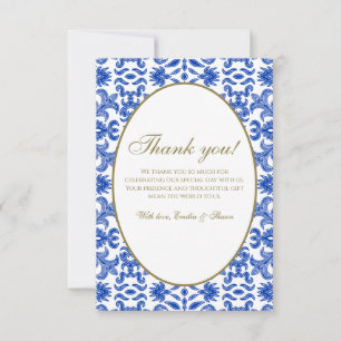 Tarjeta de agradecimiento azul tradicional italian
