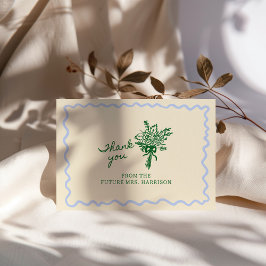 Tarjeta De Agradecimiento Azul Verde Caprichoso Escrito a mano