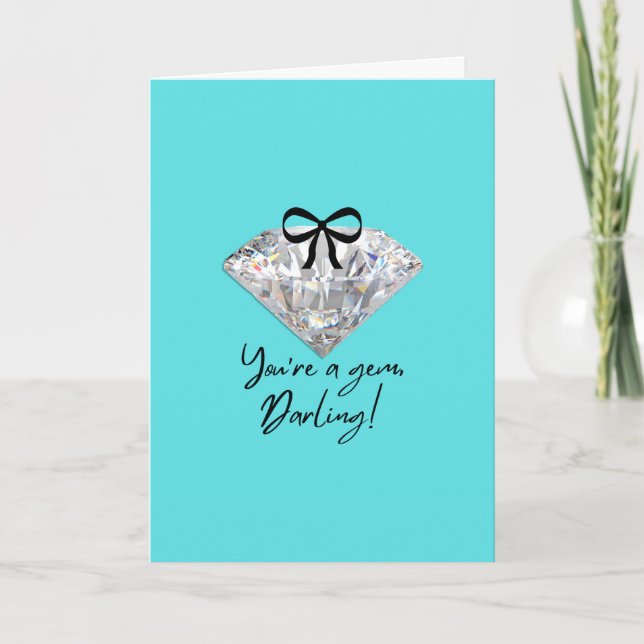 Tarjeta de agradecimiento azul verde y diamante (Anverso)