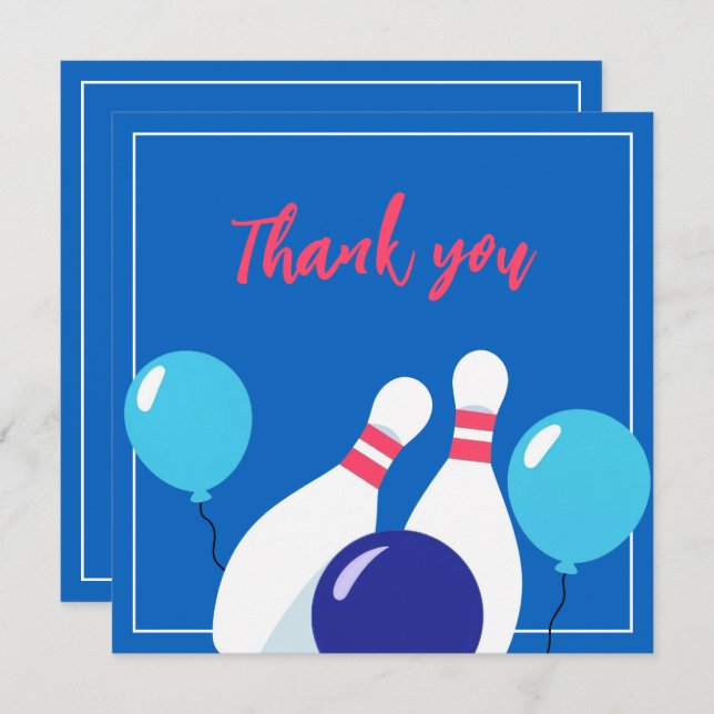 Tarjeta De Agradecimiento Azul Vibrante y Rojo Cumpleaños 6 Bolos (Anverso / Reverso)