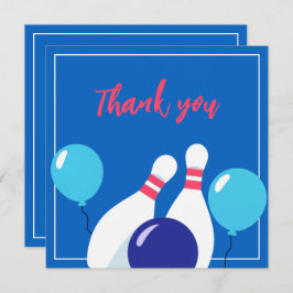 Tarjeta De Agradecimiento Azul Vibrante y Rojo Cumpleaños 6 Bolos