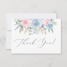 Tarjeta de agradecimiento azul y azul