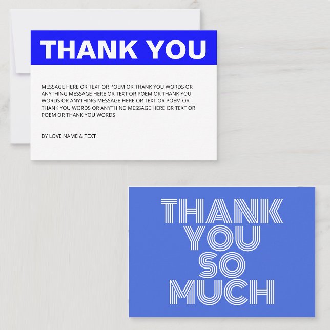 Tarjeta De Agradecimiento Azul y blanco simples minimalistas (Card)