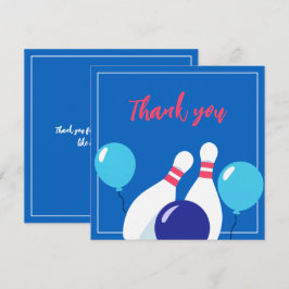 Tarjeta De Agradecimiento Azul y Rojo Vibrante de Bolos Cumpleaños 6