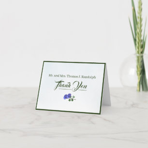 Tarjeta de agradecimiento azul y verde oxidado cat