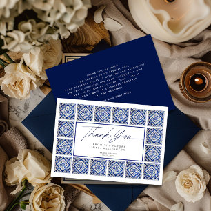 Tarjeta De Agradecimiento Azulejos Azules Fiesta de Despedida de Soltera Ita