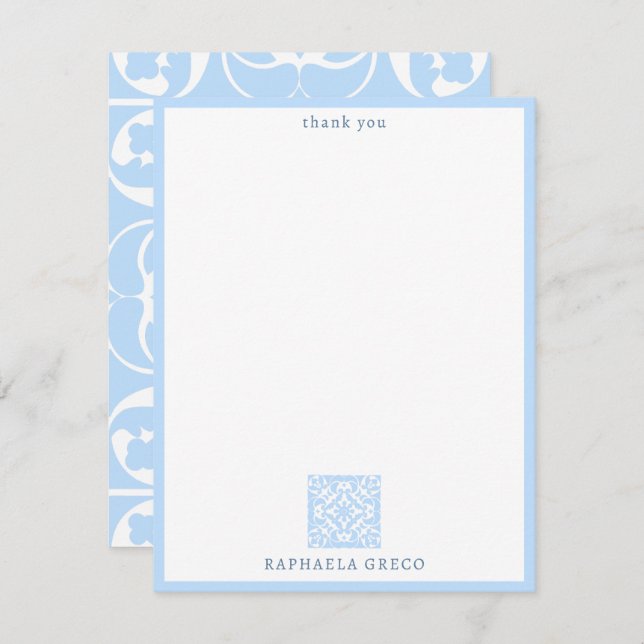 Tarjeta De Agradecimiento Azulejos azules Mediterráneo portugués (Anverso / Reverso)