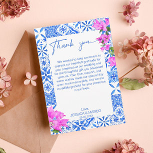 Tarjeta De Agradecimiento Azulejos Bougainvillea elegante 