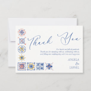 Tarjeta De Agradecimiento Azulejos Sencillos y Elegantes Costa de Amalfi Ita