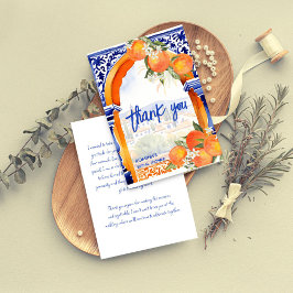 Tarjeta De Agradecimiento Azulejos talavera azul naranja para despedida de s