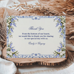 Tarjeta De Agradecimiento Azules de Porcelana y Senderos de Campanillas