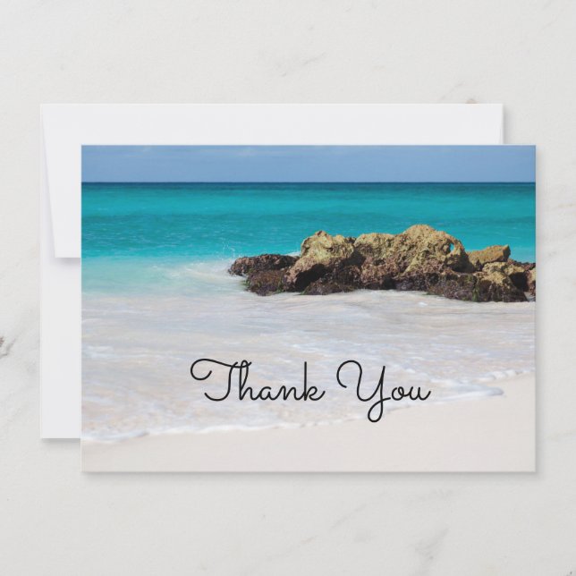Tarjeta De Agradecimiento Azure Ocean Sandy Beach Photo (Anverso)
