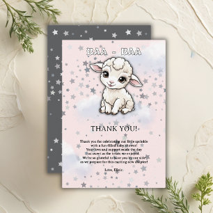 Tarjeta De Agradecimiento Baa-baa A Little Lamb Stars Baby Shower