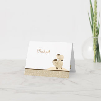 Tarjeta De Agradecimiento Baa Baa Sheep Neutral Tan doblado