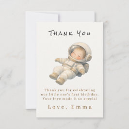 Tarjeta De Agradecimiento Baby Astronaut First Birthday Thank You Card