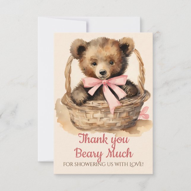 Tarjeta De Agradecimiento Baby Bear Cb Chicas Baby Shower Gracias (Anverso)
