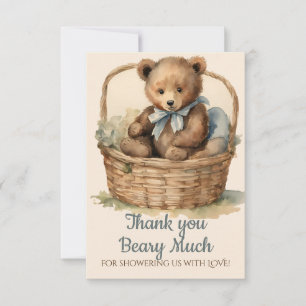 Tarjeta De Agradecimiento Baby Bear Cub Boys Baby Shower Gracias