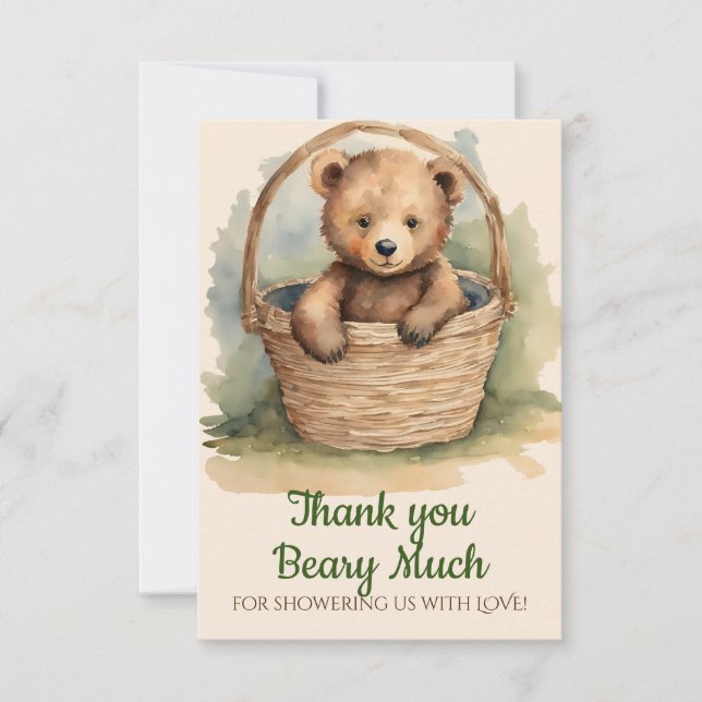 Tarjeta De Agradecimiento Baby Bear Gender Neutral Baby Shower Gracias (Anverso)