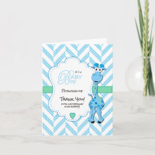 Tarjeta De Agradecimiento Baby Blue Giraffe Baby Shower