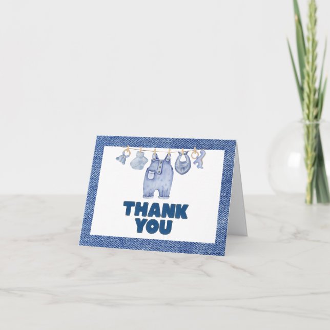 Tarjeta De Agradecimiento Baby Blue Jean Baby Shower (Anverso)