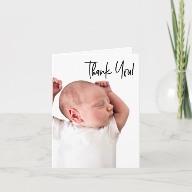 Tarjeta De Agradecimiento Baby Boy Photo baby ducha vertical Manejo (Anverso)
