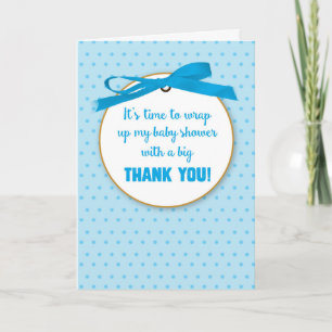 Tarjeta De Agradecimiento Baby Boy Shower Gift Gracias Cinta Digital Azul