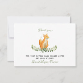 Tarjeta De Agradecimiento Baby Boy Sweet Fox Woodland Baby Shower Gracias