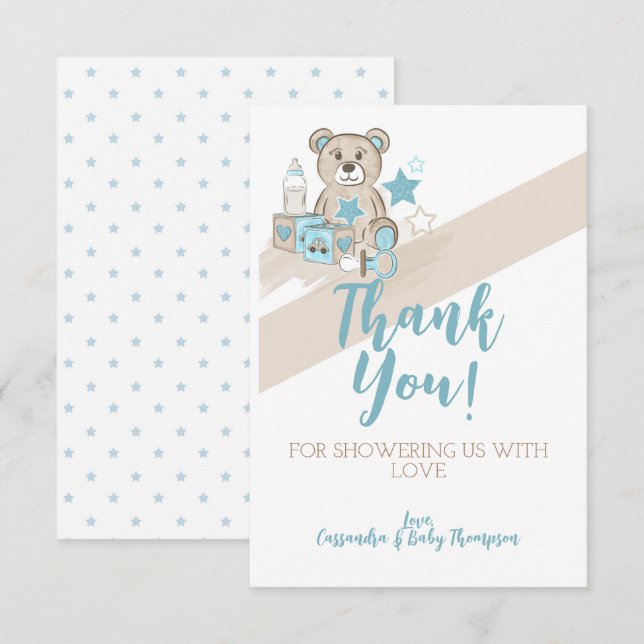 Tarjeta de agradecimiento Baby Boy Teddy bear (Anverso / Reverso)