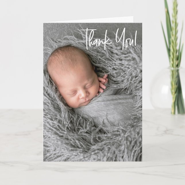 Tarjeta De Agradecimiento Baby Boy vertical Foto ducha bebé Manejo (Anverso)