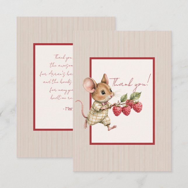 Tarjeta De Agradecimiento Baby Boy Woodland Animal Flat Thank You Card (Anverso / Reverso)