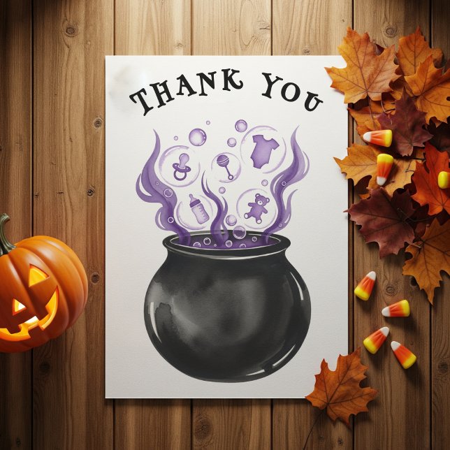 Tarjeta De Agradecimiento Baby Brew Witch Cauldron Halloween Baby Shower (Baby Brew Witch Cauldron Halloween Baby Shower Thank You Card
)
