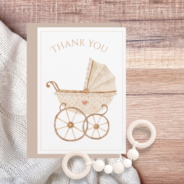 Tarjeta De Agradecimiento Baby Carrie Watercolor Baby Shower Gracias (Subido por el creador)