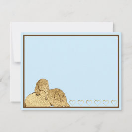 Tarjeta De Agradecimiento Baby Elephant Blue Gold