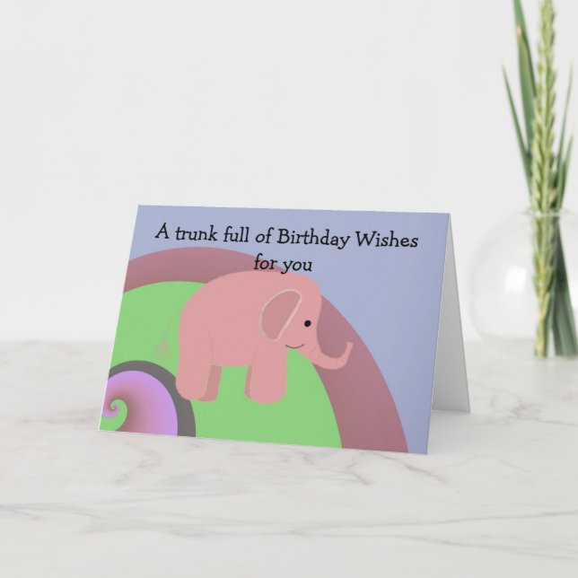 Tarjeta De Agradecimiento Baby Elephant Happy Birday (Anverso)