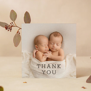 Tarjeta De Agradecimiento Baby Gift Gracias Gemelos Recién Nacidos Baby Show