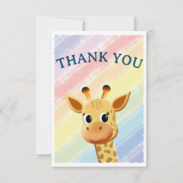 Tarjeta De Agradecimiento Baby Giraffe Pastel color del arcoiris Baby Shower