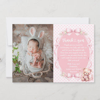 Tarjeta De Agradecimiento Baby Girl Baby Shower Thank You Card with Photo
