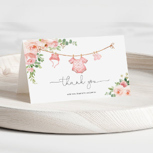 Tarjeta De Agradecimiento Baby Girl Clothesline Gracias