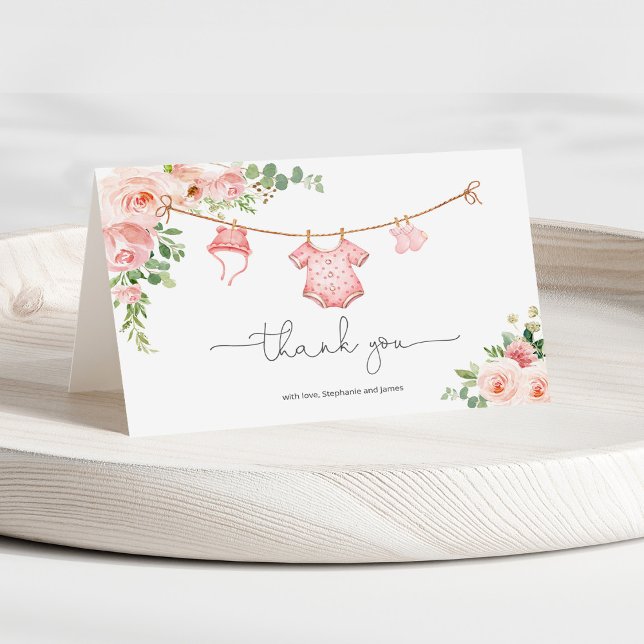 Tarjeta De Agradecimiento Baby Girl Clothesline Gracias (Subido por el creador)