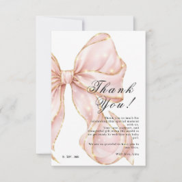 Tarjeta De Agradecimiento Baby Girl Pink Bow Baby Shower