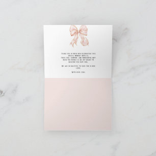Tarjeta De Agradecimiento Baby Girl Pink Bow Baby Shower 