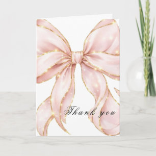 Tarjeta De Agradecimiento Baby Girl Pink Bow Baby Shower 