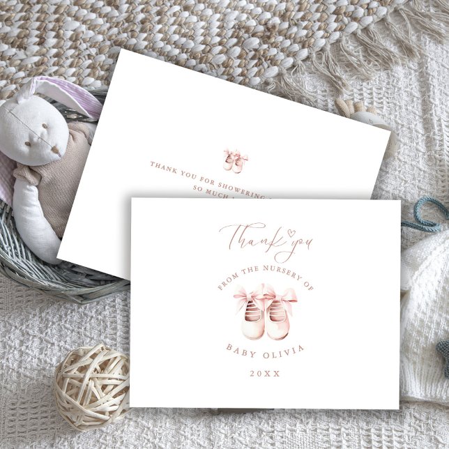 Tarjeta De Agradecimiento Baby Girl Shoes The Nursery of Kids Thank You  (Subido por el creador)