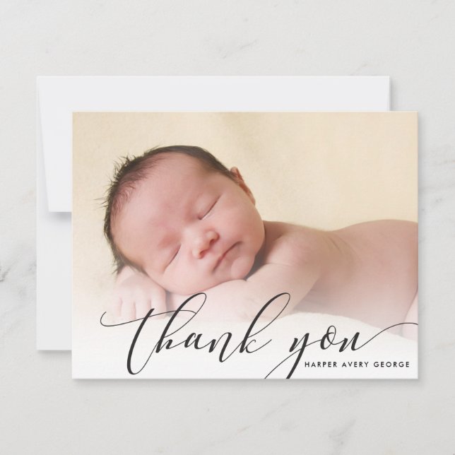 Tarjeta De Agradecimiento BABY GRACIAS TU moderna caligrafía de lujo negro (Anverso)