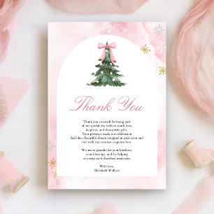 Tarjeta De Agradecimiento Baby hace frío fuera Pink Bow Baby Shower