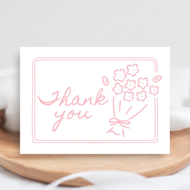 Tarjeta De Agradecimiento Baby In Bloom Baby Shower (Hand Drawn Baby in Bloom Baby Shower Thank You Card)