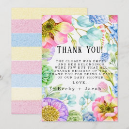 Tarjeta De Agradecimiento Baby In Bloom Baby Shower Gracias Cartas